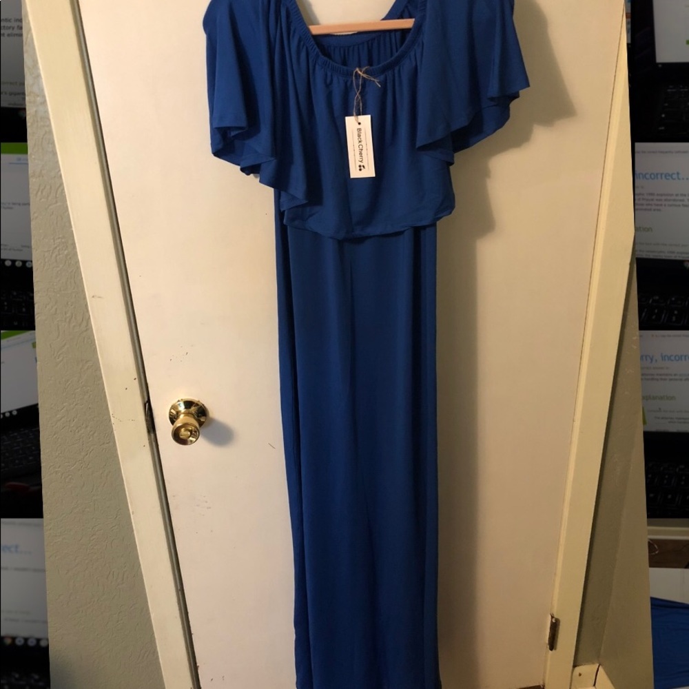 Off Shoulder Royal Blue Maternity Dress